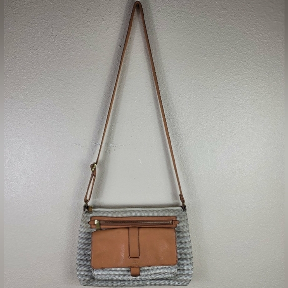 Fossil crossbody strap shoulder bag striped brown than - Picture 1 of 9